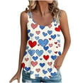 thumbnail image 2 of Fartey 4th of July Tank Tops for Women Cute Independence Day Heart Print Tshirt Summer Sleeveless Scoop Neck Camis Top Loose Breathable Spaghetti Strap Eyelet Tanks White XXL, 2 of 7