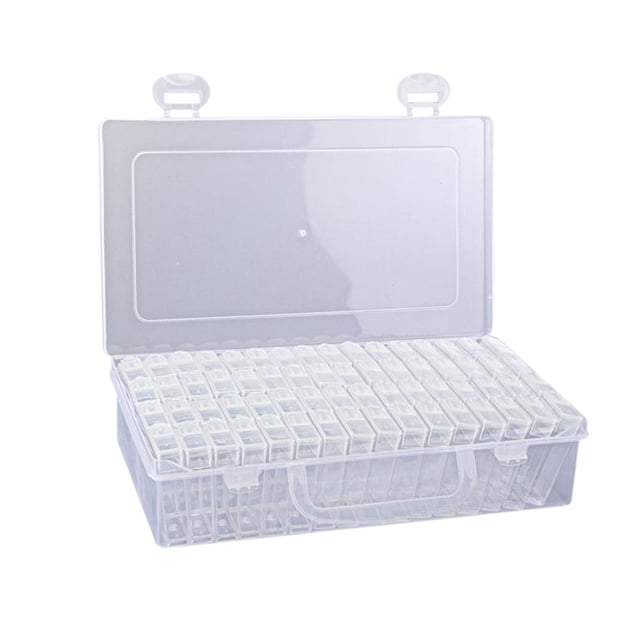 Guardurnaity Caja de almacenamiento de Arte de diamantes con buen rendimiento de sellado contenedor de almacenamiento de diamantes de imitación Juegos de manicura 64 cuadrícula