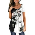 thumbnail image 1 of ONLYSHE Womens Summer Blouses Casual Dressy V Neck Short Sleeve Tunic Tops Casual Flowy T Shirts, 1 of 6