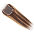 thumbnail image 1 of Highlighted Straight Human Hair Pieces 4x4 Transparent Lace Closure Human Hair Pre-Plucked P4/27 Ombre Piano Color Peruvian Remy Hair Extention Perruques Extensions de cheveux humains, 1 of 5