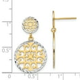 thumbnail image 2 of 14K Rhodium Plated Yellow Gold & Rhodium Diamond Cut Circles Dangle Post Earrings, 2 of 2