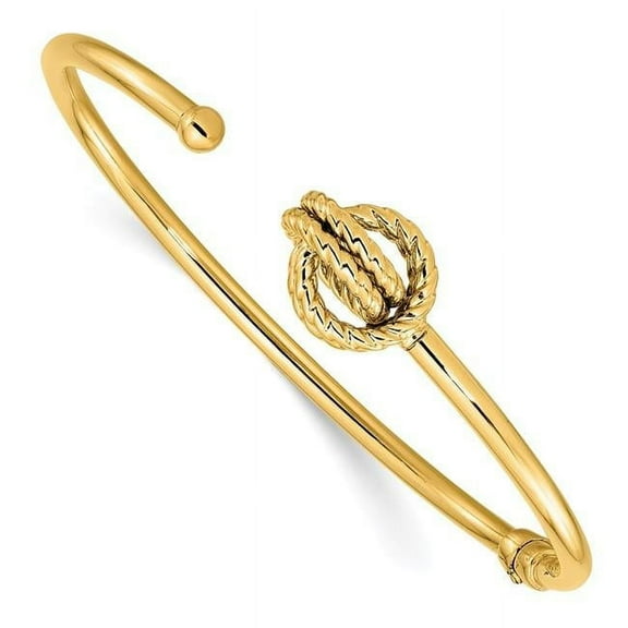 Finest Gold Leslies 14K Yellow Gold Polished Love Knot Hinged Bangle Bracelet