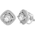 thumbnail image 1 of SHIBA-Yoursfs Rhinestone Clip on Earrings For Women Bridal Sparkly Square Earrings Crystal 18K Yellow Gold and Silver Plated Invisible Clip on Earrings, 1 of 4