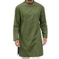 thumbnail image 2 of Shirts for Men Long Sleeve Casual Loose Fit Solid Breathable Spring Summer Daily Wear Thobe Mens Hawaiian Shirt Green M, 2 of 7