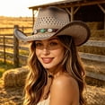 thumbnail image 2 of LILIYA Lightweight Western Cowboy Hat Breathable Wide Brim Sun Protection Adjustable Headwear for Summer Travel Vacation and Outdoor Activities, 2 of 5
