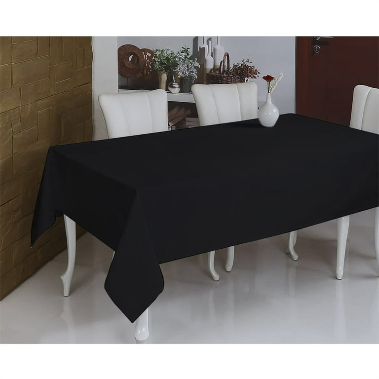 Pesonlook 3 Pack Polyester Tablecloth for 6 Foot Rectangle Tables 60 x102 inch Black Polyester Table clothes Table Covers Washable Black Table Cloth