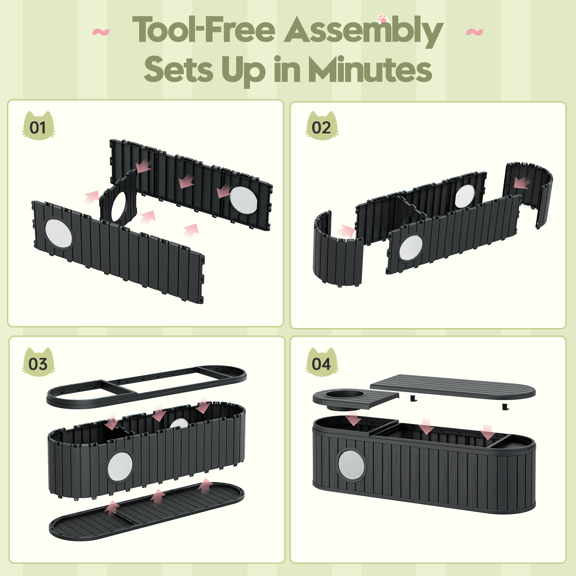 Bifanuo Cat Litter Box Enclosure,Hidden Litter Box Furniture with Round Lift-Up Door, Multi-Functional Cat Cabinet for Living Room and Bedroom,Black