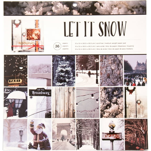 American Crafts Single-Sided Paper Pad 12"X12" 36/Pkg-Photo Real Let It Snow Holiday