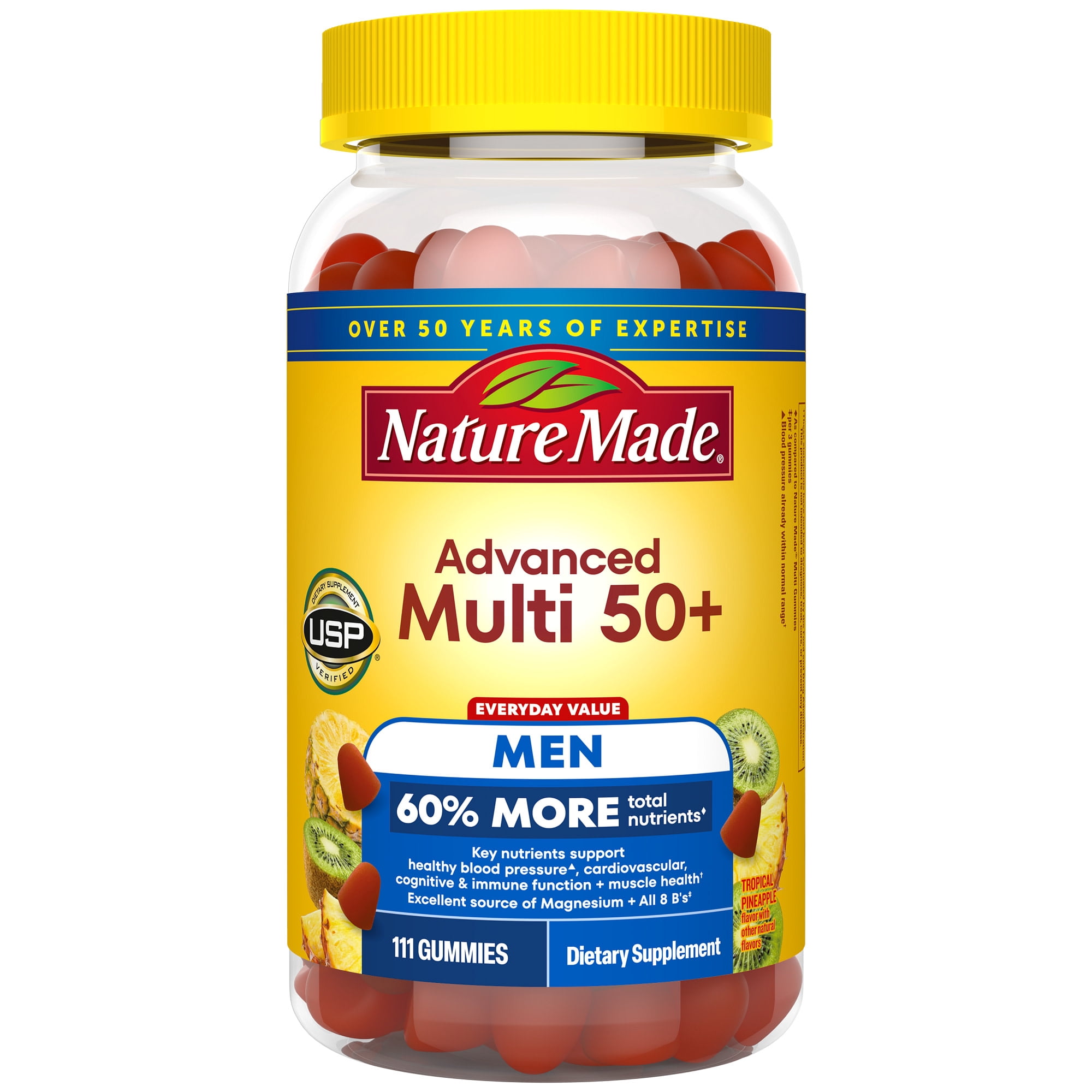 (3 pack) Nature Made Advanced Multivitamin Gummies 50+ for Men, Multivitamin for Men, 111 Count