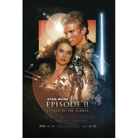 Star Wars: Episode II - Attack Of The Clones - Framed Movie Poster (Regular Style) (Size: 25" X 37") (Metallic Blue Plastic Frame)