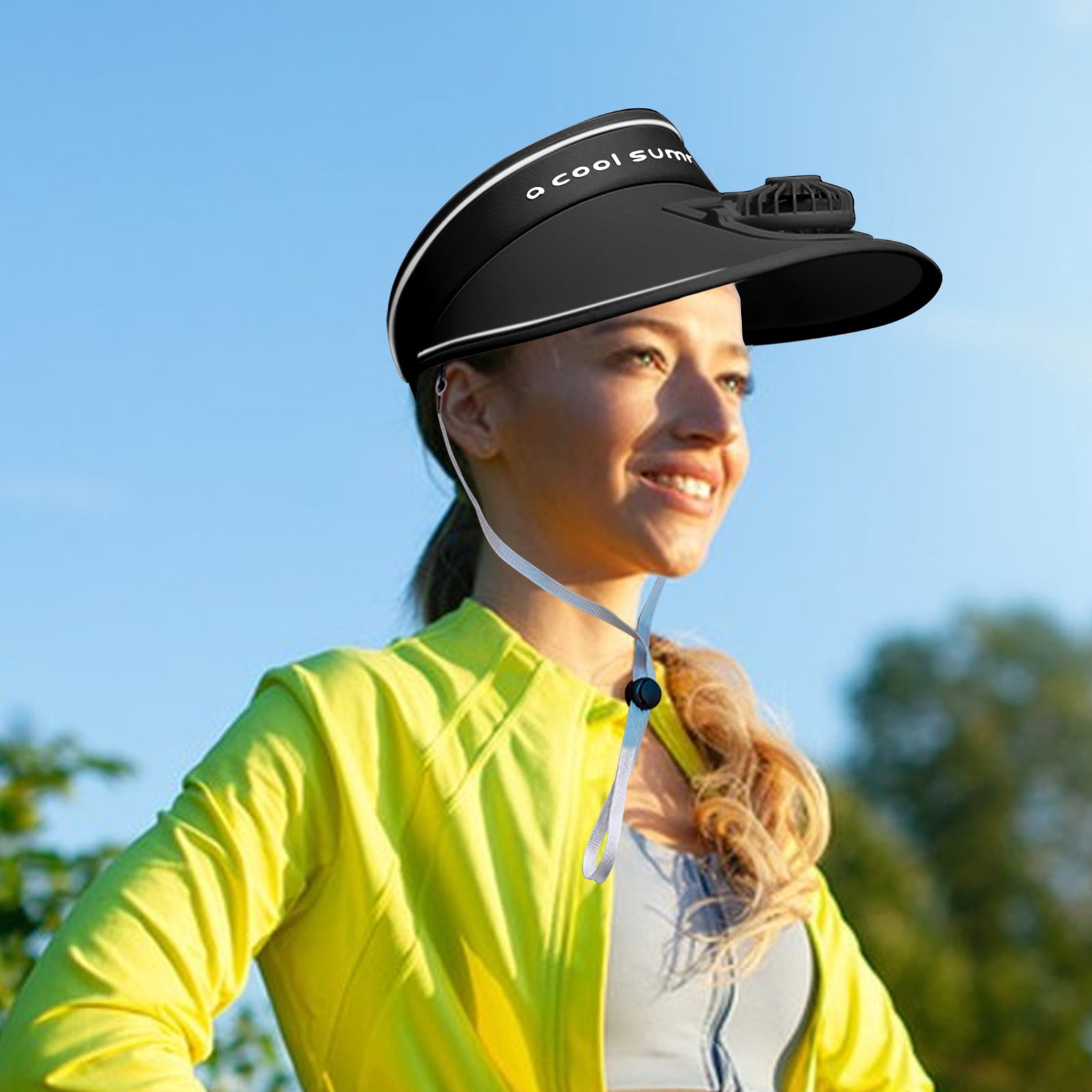 3 Adjustable Sun Visors with Built-in Fan, 3 Speeds, USB Rechargeable Sun Visor with Fan for Kids Sun Visor Hat with Fan Visor Fan  main image 3