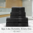 thumbnail image 2 of One Thousand Reasons Superior Zero Twist 1 Stripe Towel Set | Bath, Gym, Hand Towels | Luxury & Soft Cotton - Black (6 Pieces), 2 of 7