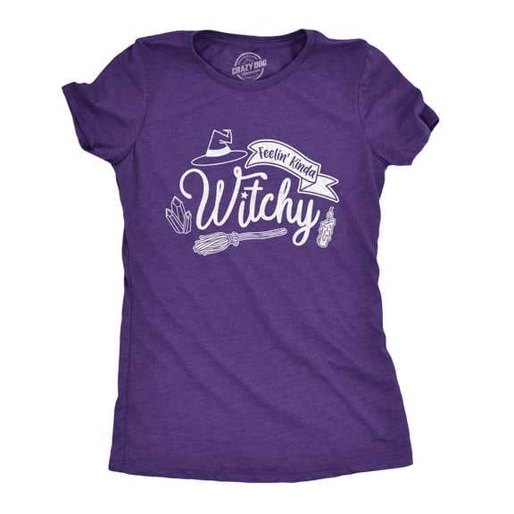 Womens Feelin Kinda Witchy T Shirt Funny Halloween Witch Tee Womens Graphic Tees