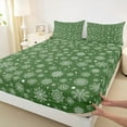 thumbnail image 3 of Homewish Christmas Snowflake 4-Piece Full Size Sheets for Female Men,Xmas Festival Bed Sheets,Green White Lightweight Sheet Sets,Lightweight Room Decor, 3 of 7