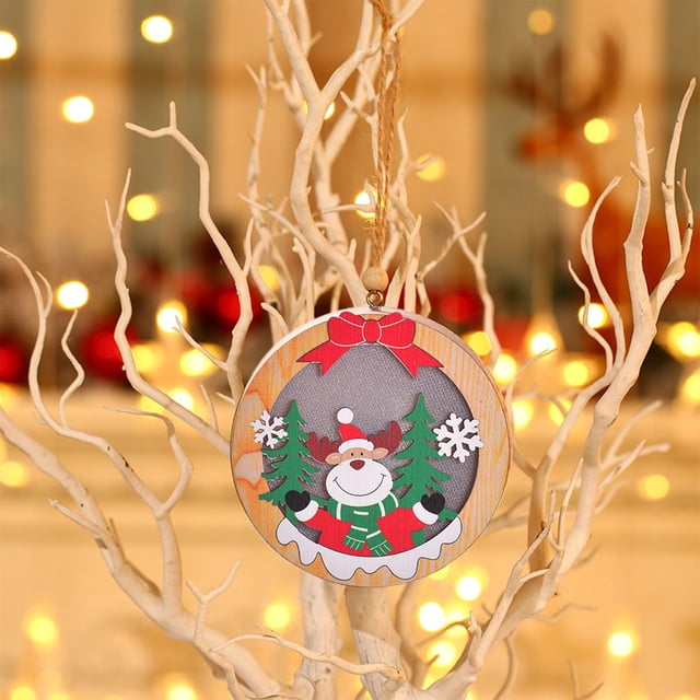Adornos Navideños Colgante de Árbol de Navidad con Luz Led onlyliua Papá Noel Muñeco de Nieve Ciervo