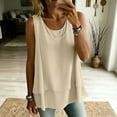 thumbnail image 4 of TGSLY Women's Crew Neck Double Layer Chiffon Tank Tops Flare Hem Swing Sleeveless Tunic Shirt Loose Flowy A-Line Fit Solid Color Blouse XXL, 4 of 9