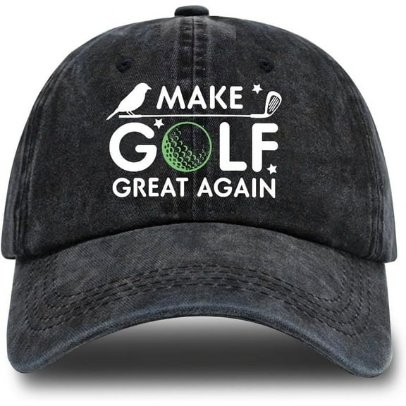 Golf Theme Adjustable Washed Cotton Baseball Cap - Funny Retro Trucker Hat Gift for Men Women Golf Lovers and Fans