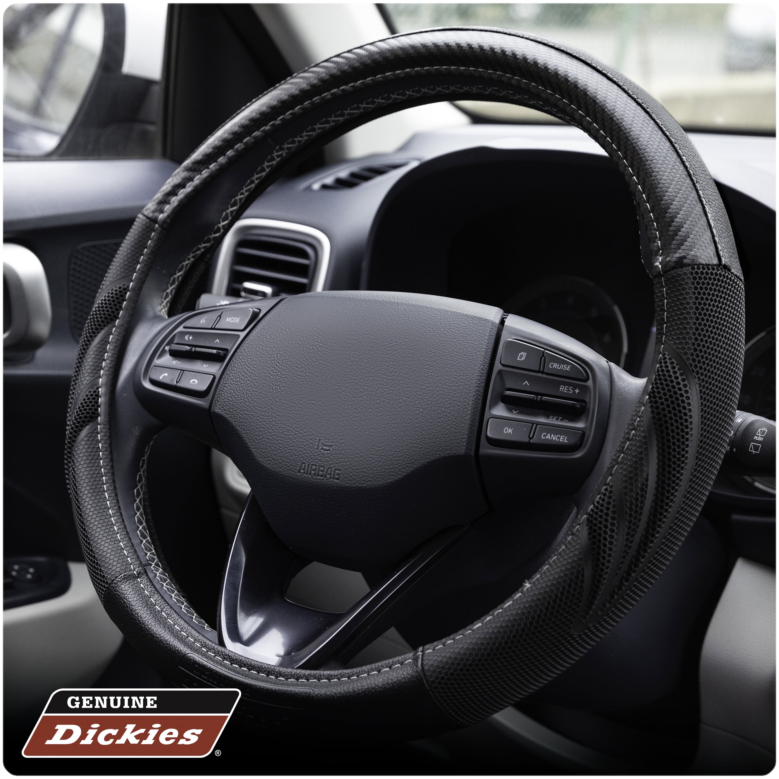 Genuine Dickies Black Carbon Fiber Dura Grip Steering Wheel Cover
