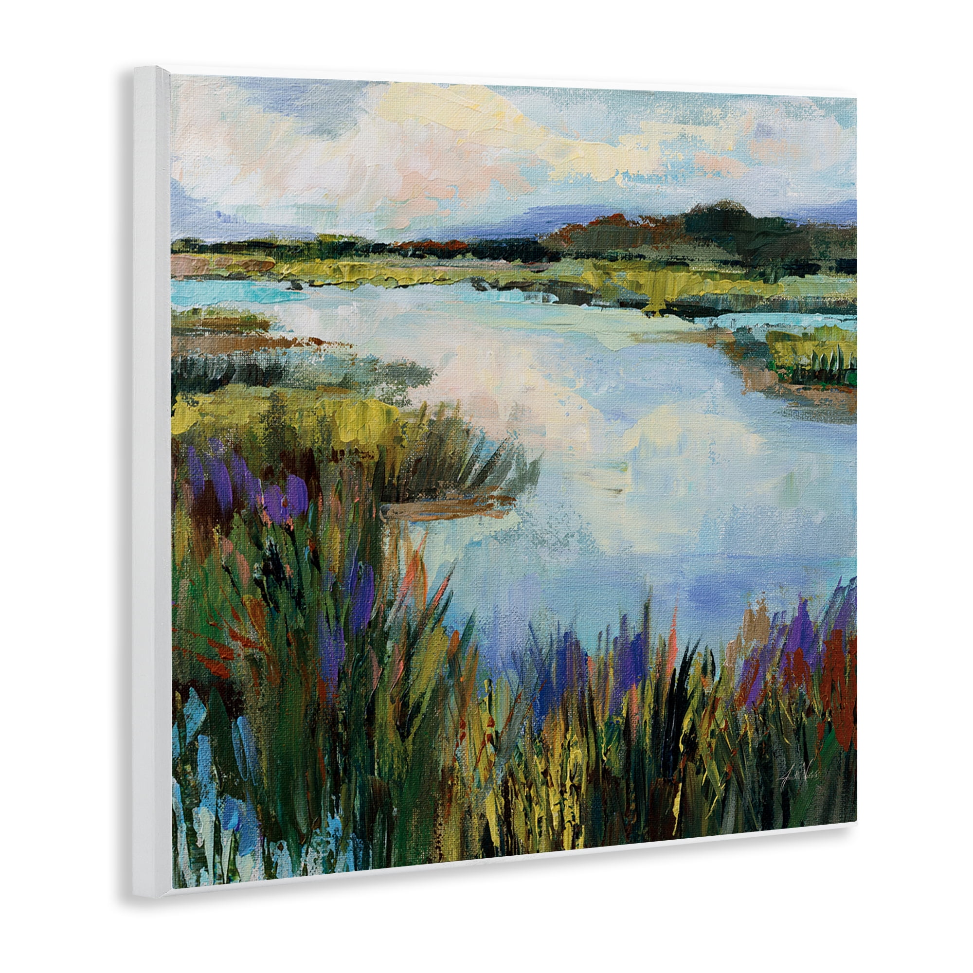 Stupell Industries Rural Stream Nature Landscape Painting Unframed Art Print Wall Art, 12 x 12