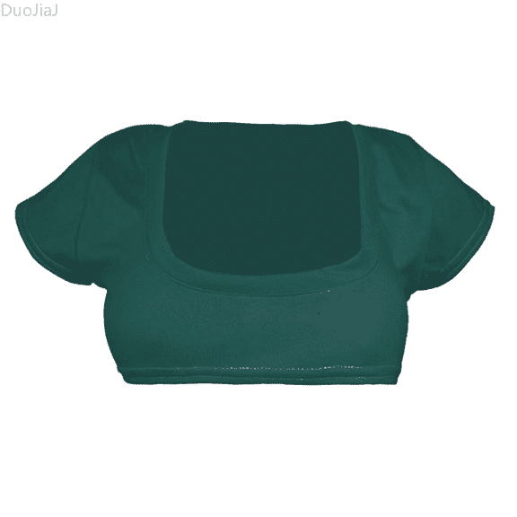 Duojiaj Women's Low Cut Short Tank Top T Shirt Sexy Wrap Crop Top Women's Crop Tops