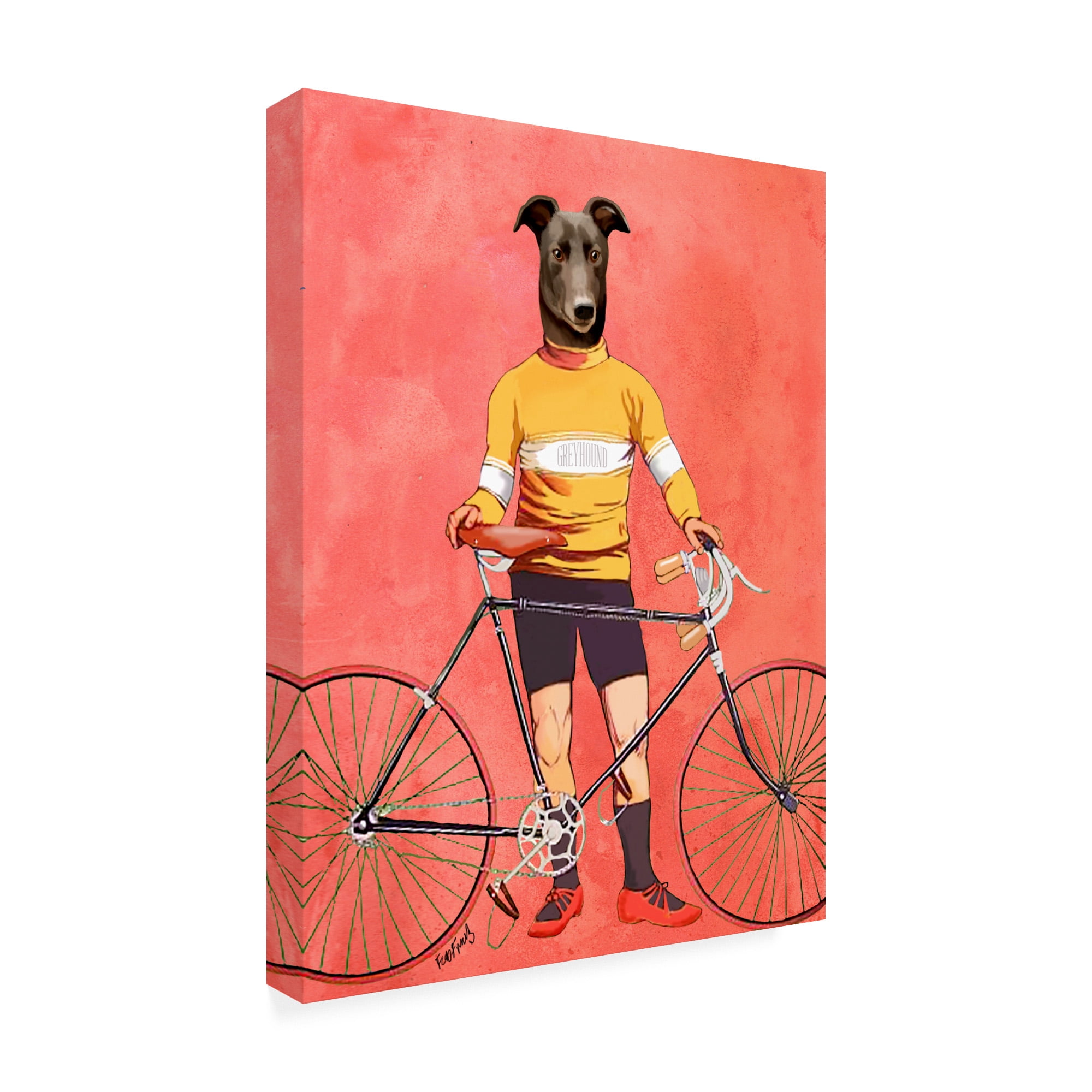 Trademark Fine Art 'Greyhound Cyclist' Canvas Art by Fab Funky