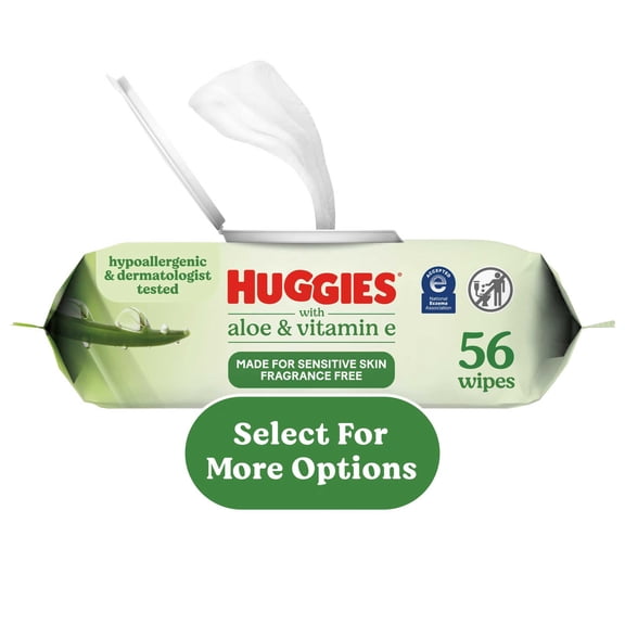 Huggies Wipes with Aloe & Vitamin E, Unscented, 1 Flip-Top Pack, (56 Wipes)