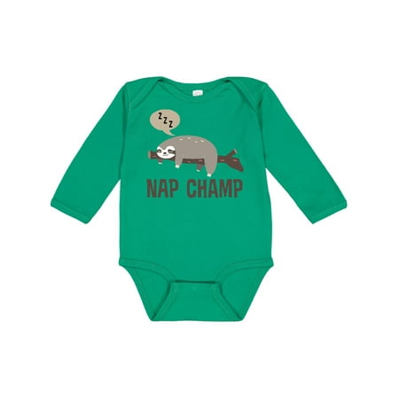 

Inktastic Sloth Nap Champ New Baby Gift Baby Boy or Baby Girl Long Sleeve Bodysuit