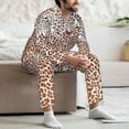 thumbnail image 7 of Sikiie Leopard Brown Mens Pajama Set, Soft Warm Long Sleeve Sleepwear, Cozy Button-Down Pjs for Men-XX-Large, 7 of 7