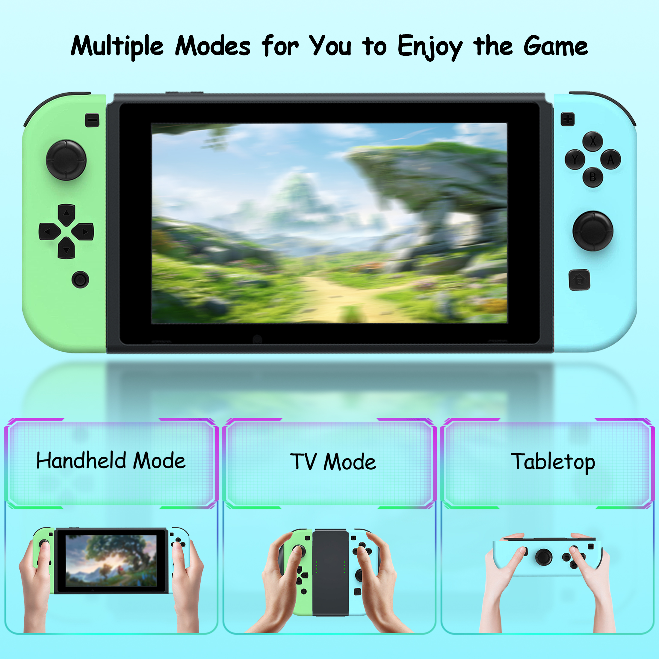 Controlador de Juegos Dividido Inalámbrico, Gamepad Bluetooth con Movimiento y Vibración, Controlador Recargable para Consola Portátil 7