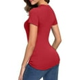 thumbnail image 5 of Yigetop Fitted T Shirts for Women, Womens Basic Solid Color Crew Neck Short Sleeve Long Tee Shirt Basic Tops for Woman Red1 XL, 5 of 7