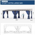 thumbnail image 2 of Kullavik10' × 24' Hardtop Gazebo for Patio, Wall-Mounted Lean to Gazebo Pergola with Sloping Roof and Durable Aluminum Frame, Large Heavy Duty Awnings for Decks,Backyard, Navy Blue, 2 of 6