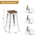 thumbnail image 5 of WHITE barstools Set of 4,Stackable Backless Bar stools Industrial Kitchen Patio Stool Bar Chairs with Wooden, 5 of 5