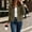 Army Green, variant on Women's Crew Neck Full Zip Rib Knit Cardigan, Long Sleeve Slim Cropped Casual Knit Jacket for Spring Fall Daily Layering