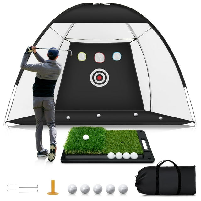 Red de práctica de golf Ywitio 3x2 m con tapete y pelotas