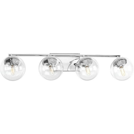 

Mod Collection Four-Light Polished Chrome Clear Glass Mid-Century Modern Bath Vanity Light