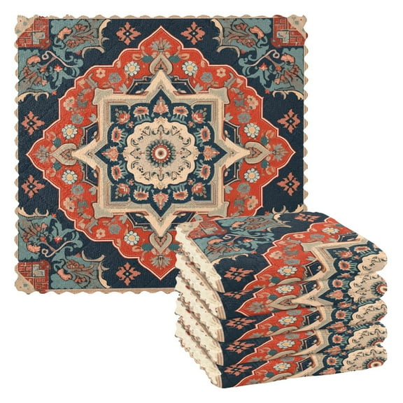 6 Packs Red Boho Mandala Kitchen Dish Towels Soft Absorbent Dish Cloths 11"x11"