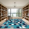 thumbnail image 2 of ODIKA 8'x10' Machine Washable Non-Slip Area Rug, Geometric Teal High Traffic Rug, Blue, 1067274, 2 of 7