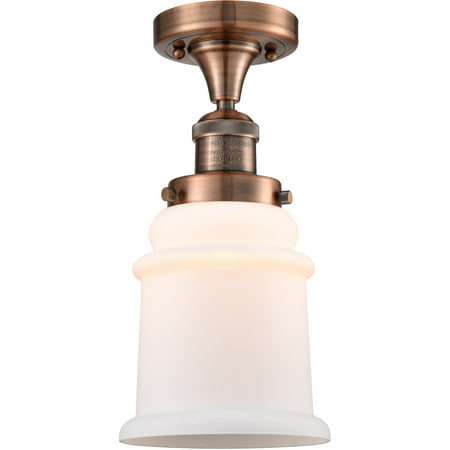 

Antique Copper Tone Semi Flush 6 Wide Matte White Glass Steel/Cast Brass/Glass Medium Base LED 1 Light Fixture