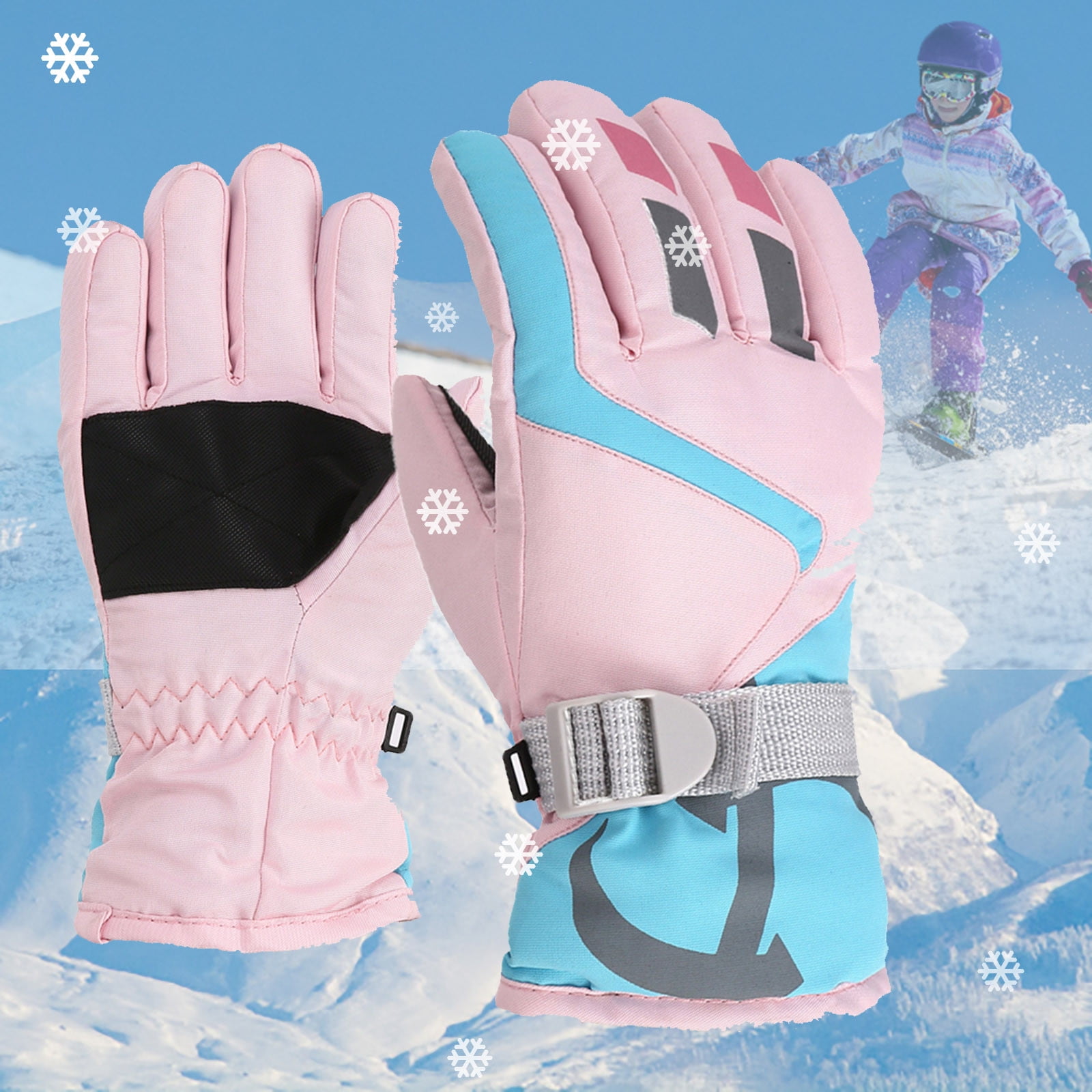 EGNMCR Gloves Toddler Girls Boys Snow Gloves Kids Ski Winter