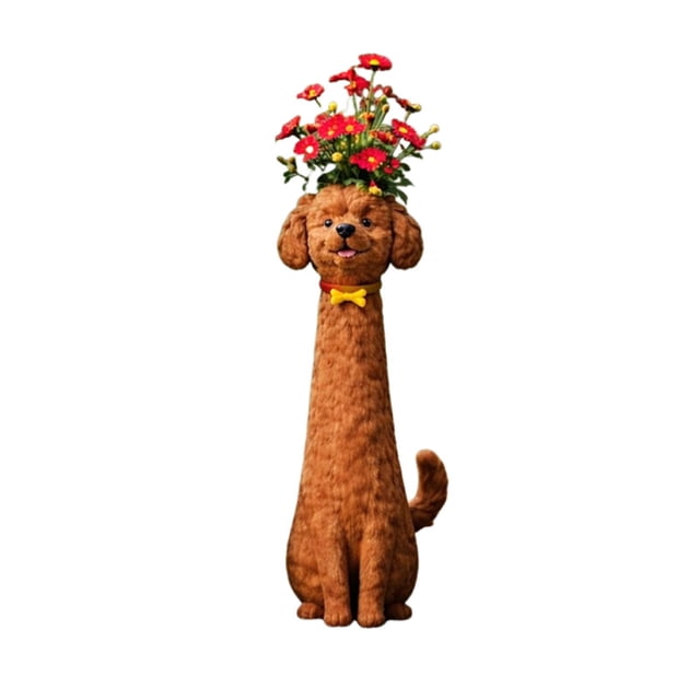 Decoración extraña de jarrón para perros • Adorno peculiar para jarrón para perros • Regalo único para amantes de los perros • Estatua divertida de acento en casa • Decoración para iniciar
