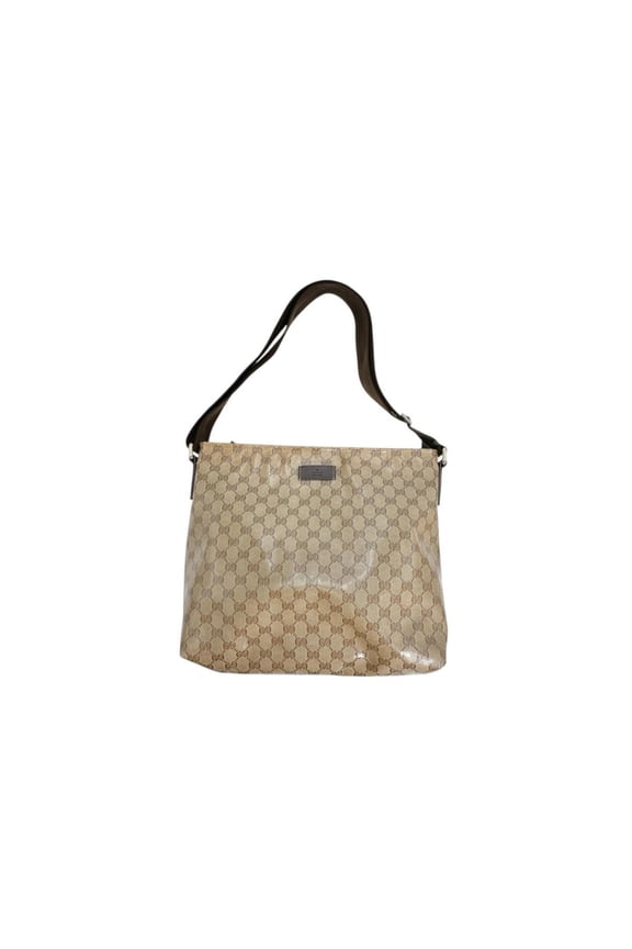 Pre-Owned GUCCI Shoulder Bag, Crystal GG Coated Canvas 339569, Brown (Fair)