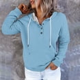 thumbnail image 3 of Women's Casual Pullover Hoodie - Long Sleeve Button Down Sweatshirt with Drawstring - Red, 3 of 6