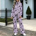 thumbnail image 5 of Light Purple Witch Print 2 Piece Sets for Women Stand Collar Quarter Zip Sweatshirt Wide Leg Pants with Pockets Soft Loose Travel Outing Getaway Loungewear Fall Tracksuit, 4XL, 5 of 9