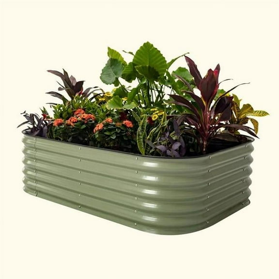 17 x 78 x 24 in. Metal Modular Raised Garden Bed Olive