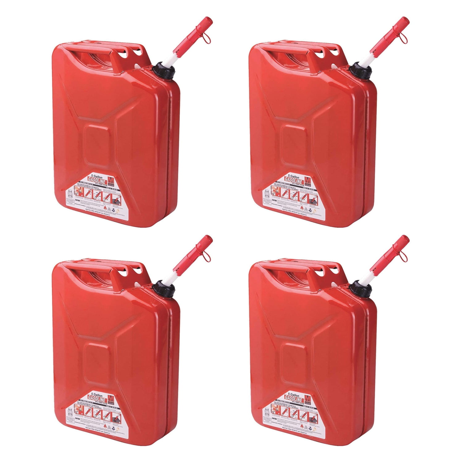 Midwest Can 5 Gallon Metal Gas Can with Quick Flow Spout, Red, Pack of