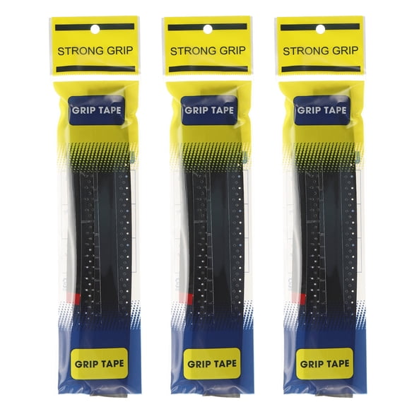 Tennis Racket Grip Tape, PU Racquet Overgrip with Damping Ridges Anti-Slip Absorbent Perforated Handle Grip for Badminton Pickleball, Black 3 Pack