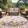 thumbnail image 4 of Round Rugs 7Ft, Purple Yellow Spring Floral Round Area Rug Washable Indoor Throw Carpet, Summer Botanical Birds Rustic Large Non Slip Circle Rug for Dining Room Playroom Home Decor Aesthetic, 4 of 8