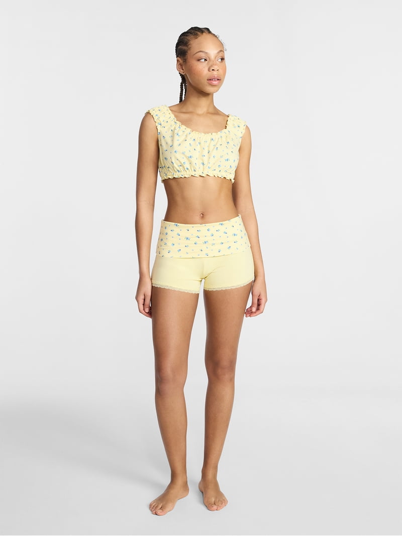No Boundaries Bralette and Foldover Shorts Sleep Set, 2-Piece