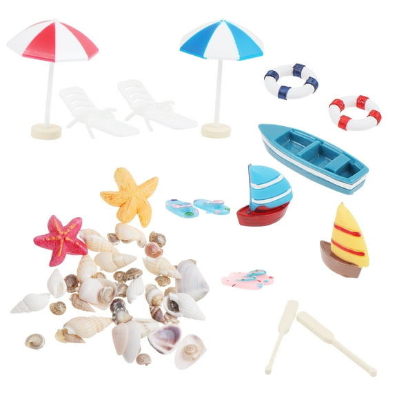 GOOHOCHY Mini Beach Ornaments Kit for Decoration Made of Resin Assorted Color 13pcs
