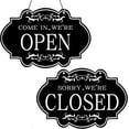 thumbnail image 1 of Open Closed Sign (30 x 20 cm), Double Sided Reversible Come In We\'re Open and Sorry We\'re Closed Shop Hanging Sign for Restaurant Club Cafe Hotel, 1 of 5